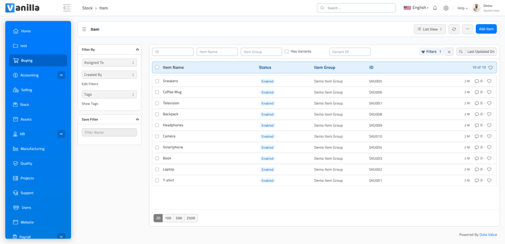 Screenshot 2 of 4 for Vanilla Frappe and ERPNext Theme